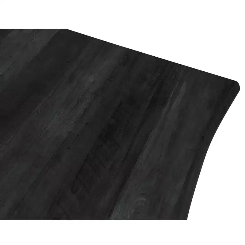 Table à manger moderne rectangulaire de 63 po. Plateau en bois avec bordure ondulée et pieds en métal pour la cuisine, la salle à manger et les espaces contemporains.