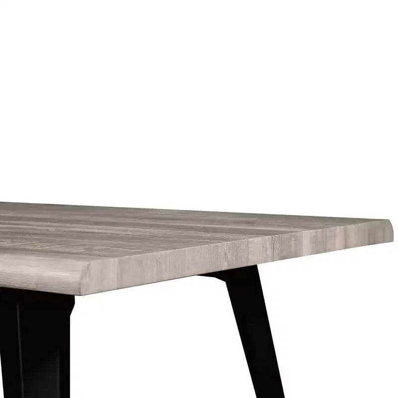Table à manger moderne rectangulaire de 63 po. Plateau en bois avec bordure ondulée et pieds en métal pour la cuisine, la salle à manger et les espaces contemporains.