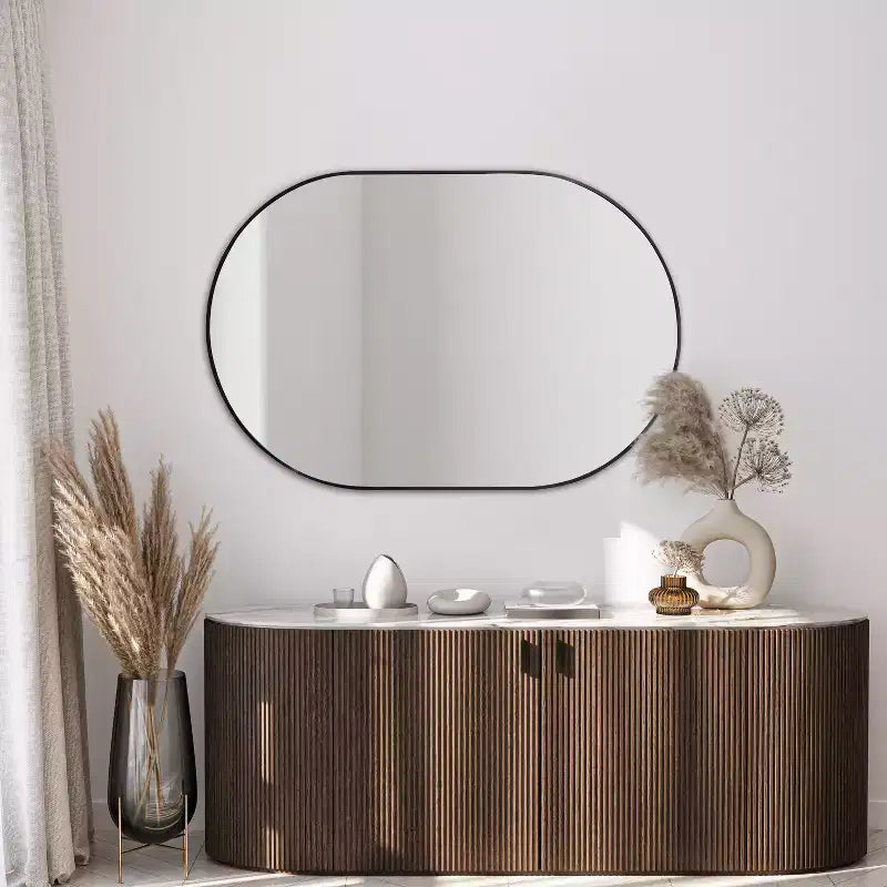 JONATHAN Y Milly Oval Metal Framed Wall Mirror