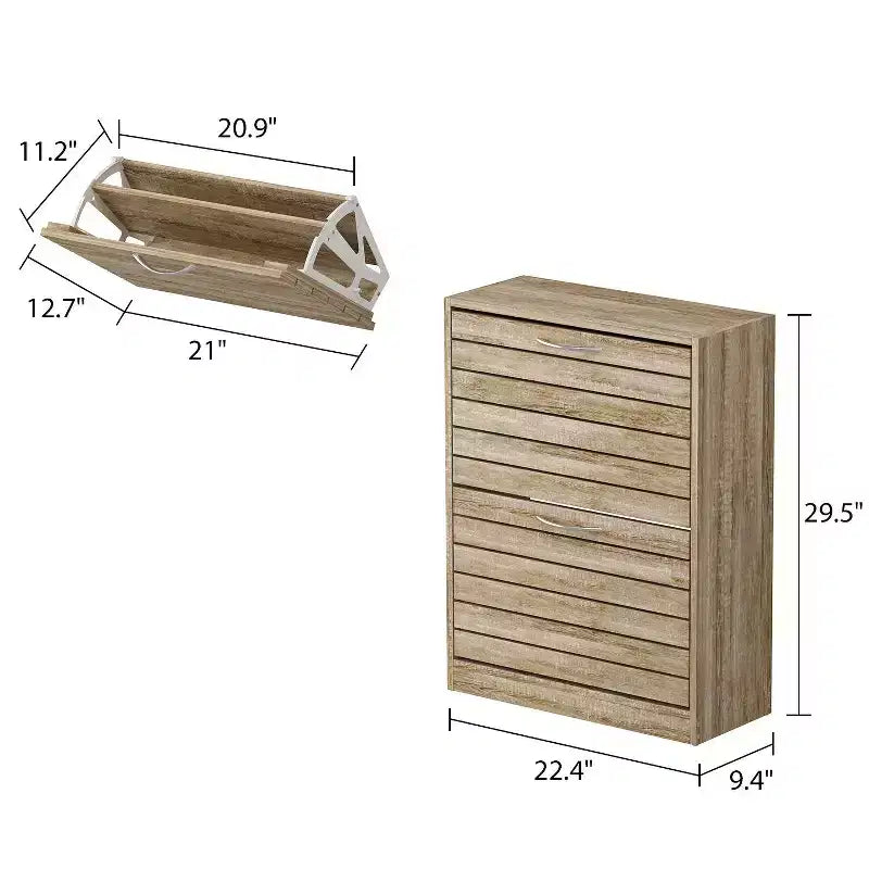Meuble à Chaussures à Abattants en Noyer Lignes Ajouées Design