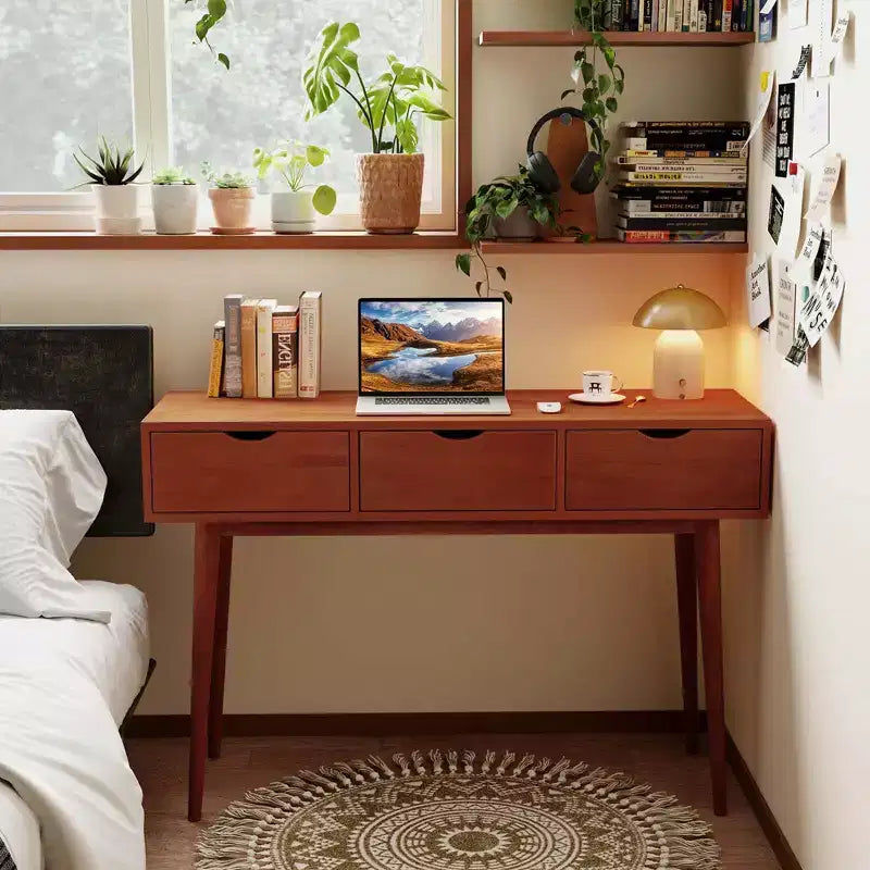 Bureau d'écriture 48" - Table de travail d'ordinateur de style Mid-Century avec 3 tiroirs