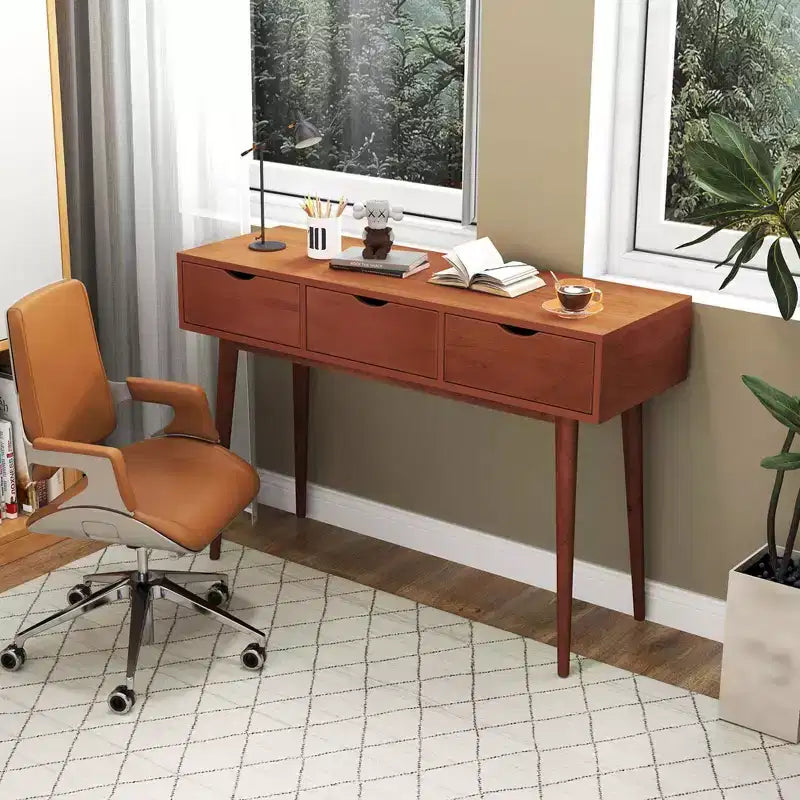Bureau d'écriture 48" - Table de travail d'ordinateur de style Mid-Century avec 3 tiroirs