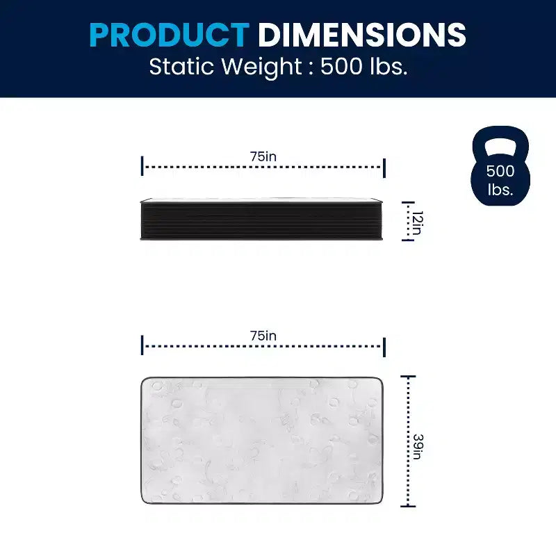 Matelas hybride à ressorts ensachés individuellement de 12 pouces, matelas en boîte