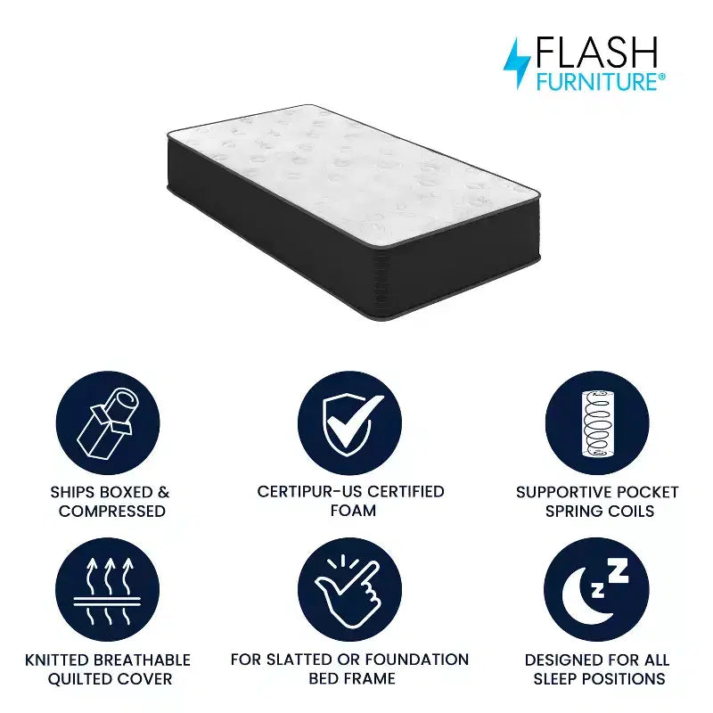 Matelas hybride à ressorts ensachés individuellement de 12 pouces, matelas en boîte