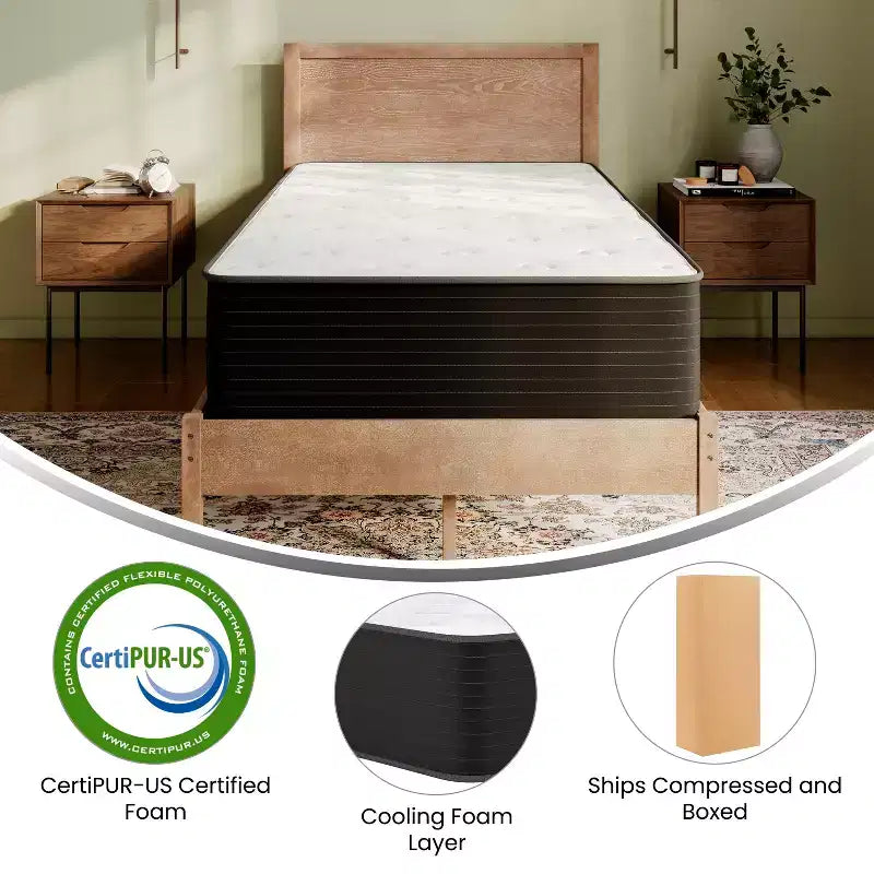 Matelas hybride à ressorts ensachés individuellement de 12 pouces, matelas en boîte