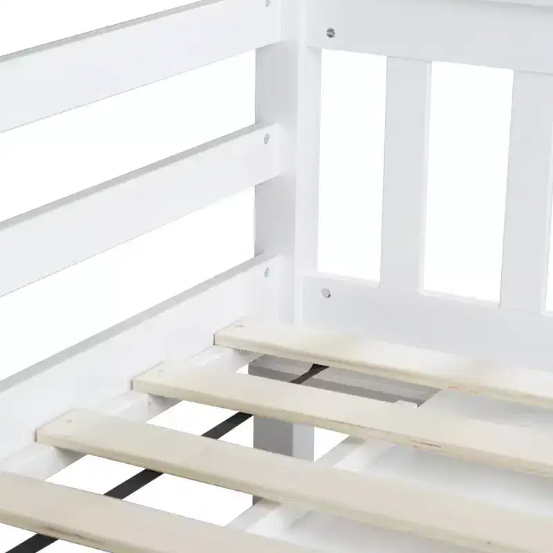 Lit mezzanine jumeau 79,2 L x 42 l avec armoire de rangement, tiroir et étagère et bureau coulissant