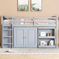 Whisen 79.2L x 42W Twin Loft Bed with Storage Cabinet, Drawer and Shelf Cabinet and Pulling-Out Desk