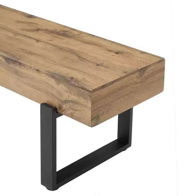 Banc à chaussures 59W, banc de salle à manger, banc de lit, banc d'entrée, banc de table de cuisine, bois naturel lavé+noir