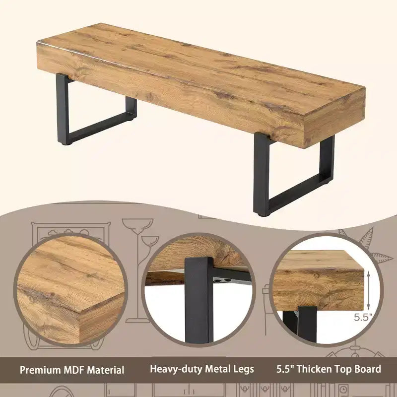 Banc à chaussures 59W, banc de salle à manger, banc de lit, banc d'entrée, banc de table de cuisine, bois naturel lavé+noir
