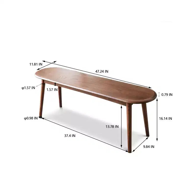 Banc de salle à manger en bois massif naturel, 120 cm de large
