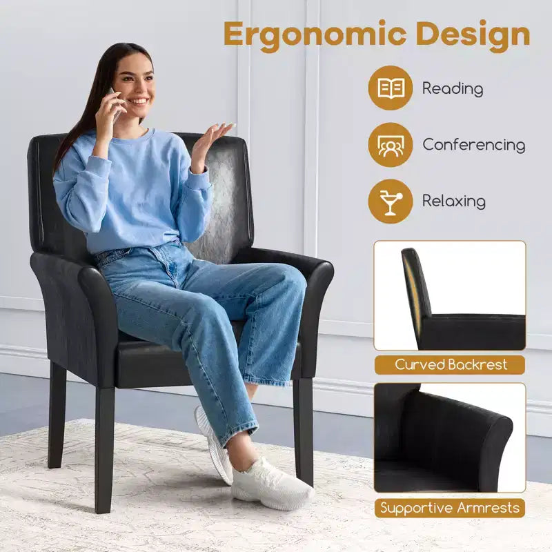 Chaise visiteur exécutive en similicuir PU avec accoudoirs et rembourrage