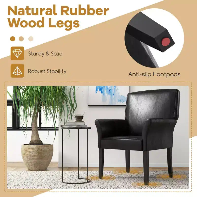 Chaise visiteur exécutive en similicuir PU avec accoudoirs et rembourrage