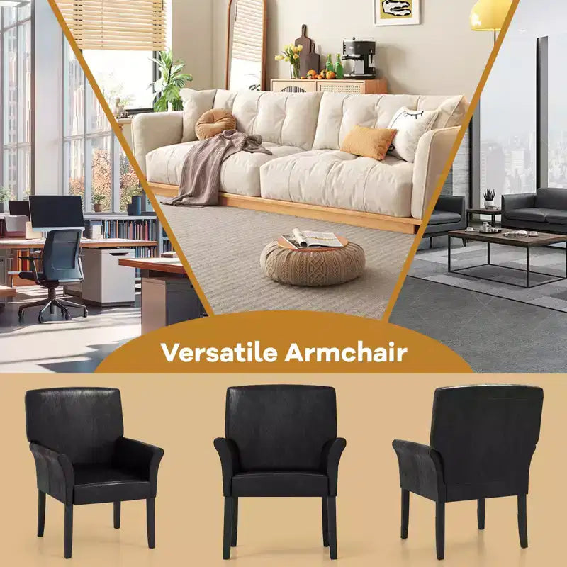 Chaise visiteur exécutive en similicuir PU avec accoudoirs et rembourrage