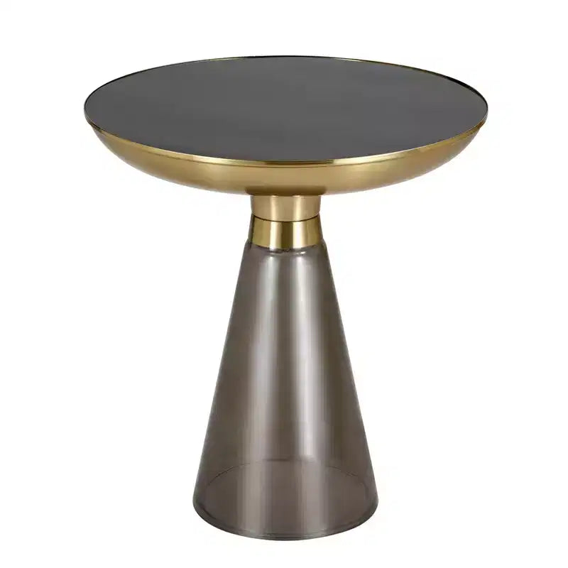 LeisureMod Hyalus Glass Side Table with Iron Frame  Modern Accent Table for Living Room, Bedroom, Office, Lounge, Indoor, Contemporary Decor
