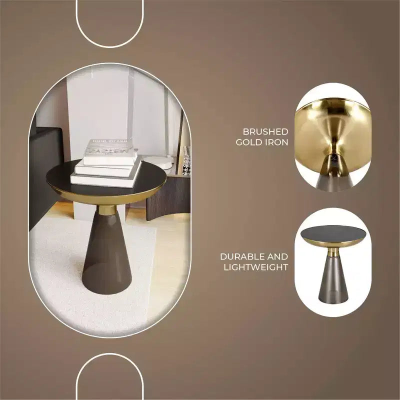 Table d'appoint en verre avec cadre en fer Table d'appoint moderne pour salon, chambre, bureau, lounge, intérieur, décor contemporain