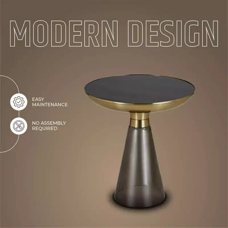 Table d'appoint en verre avec cadre en fer Table d'appoint moderne pour salon, chambre, bureau, lounge, intérieur, décor contemporain