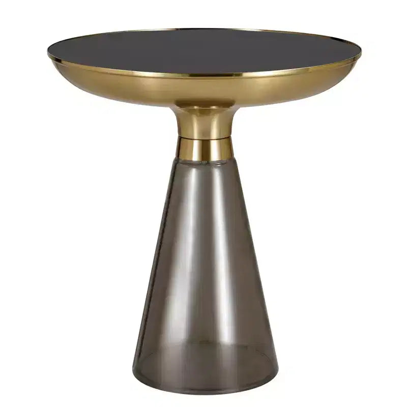 Table d'appoint en verre avec cadre en fer Table d'appoint moderne pour salon, chambre, bureau, lounge, intérieur, décor contemporain