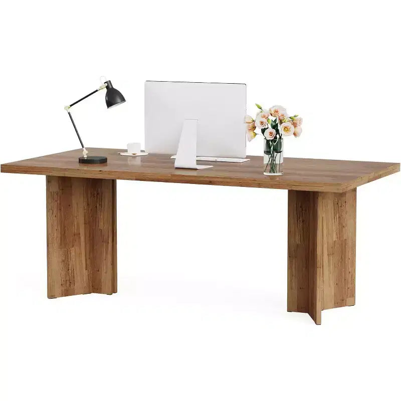 Lantine 63-inch Dining Table for 4-6, Farmhouse Rectangular Kitchen Table with Large Tabletop