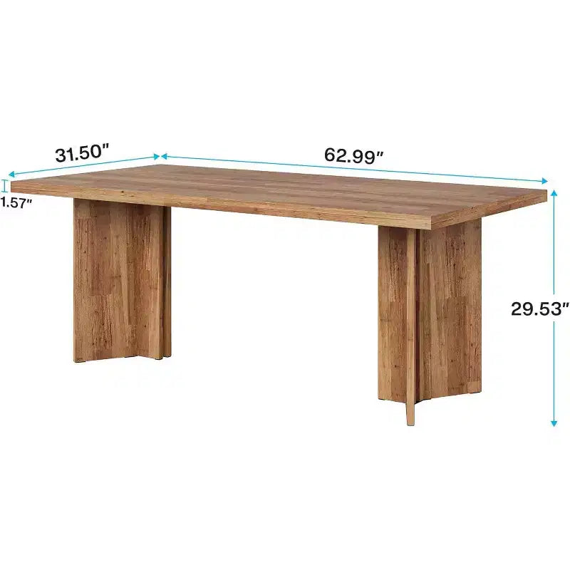 Table de salle à manger 63 pouces pour 4-6 personnes, table de cuisine rectangulaire de style ferme avec grand plateau