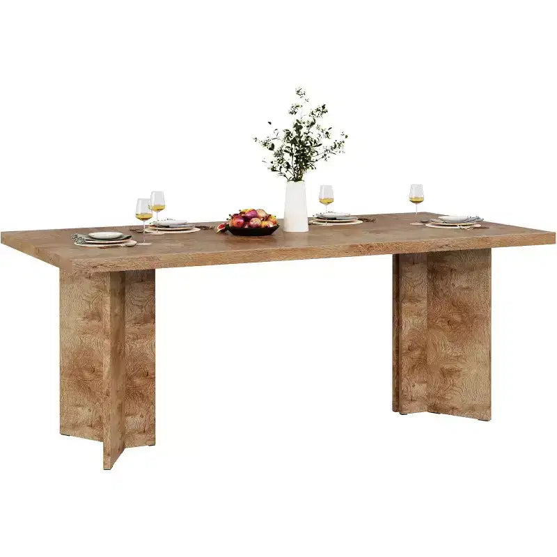 Table de salle à manger 63 pouces pour 4-6 personnes, table de cuisine rectangulaire de style ferme avec grand plateau