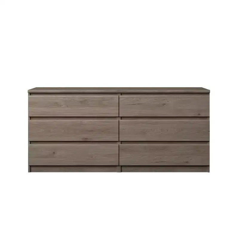 HomeStock 6.14 in.H Particle Board Horizontal Dressers with 6 - Drawers in Beige Finish