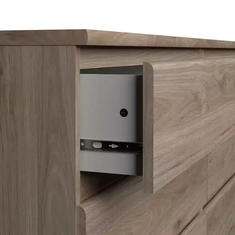 Commode horizontale en aggloméré de 6,14 po H avec 6 tiroirs au fini beige