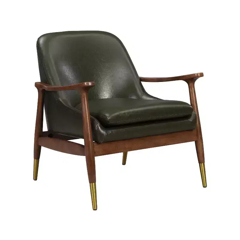Fauteuils d'appoint modernes en similicuir et bois (lot de 2)