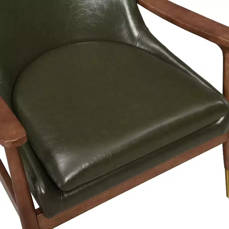Fauteuils d'appoint modernes en similicuir et bois (lot de 2)