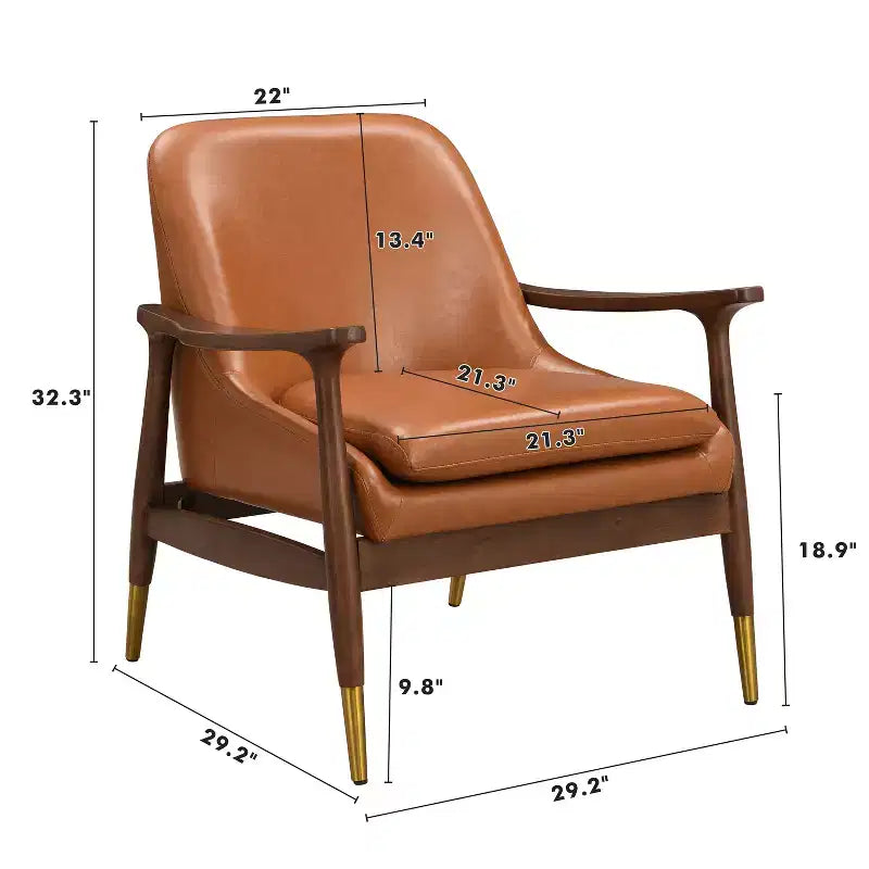 Fauteuils d'appoint modernes en similicuir et bois (lot de 2)