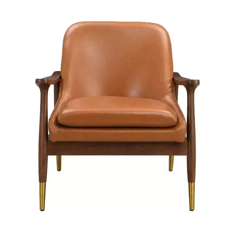 Fauteuils d'appoint modernes en similicuir et bois (lot de 2)