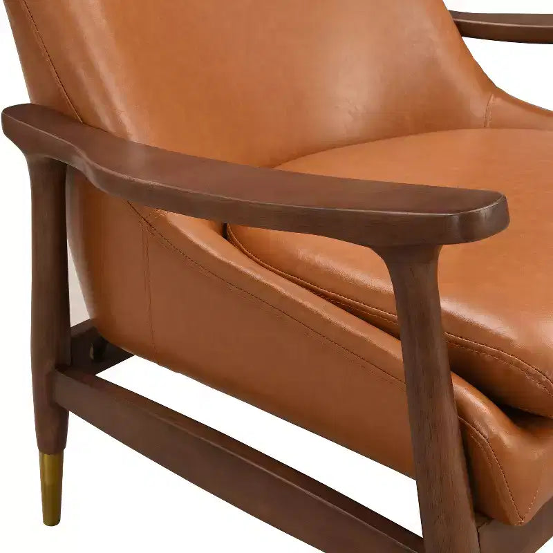 Fauteuils d'appoint modernes en similicuir et bois (lot de 2)