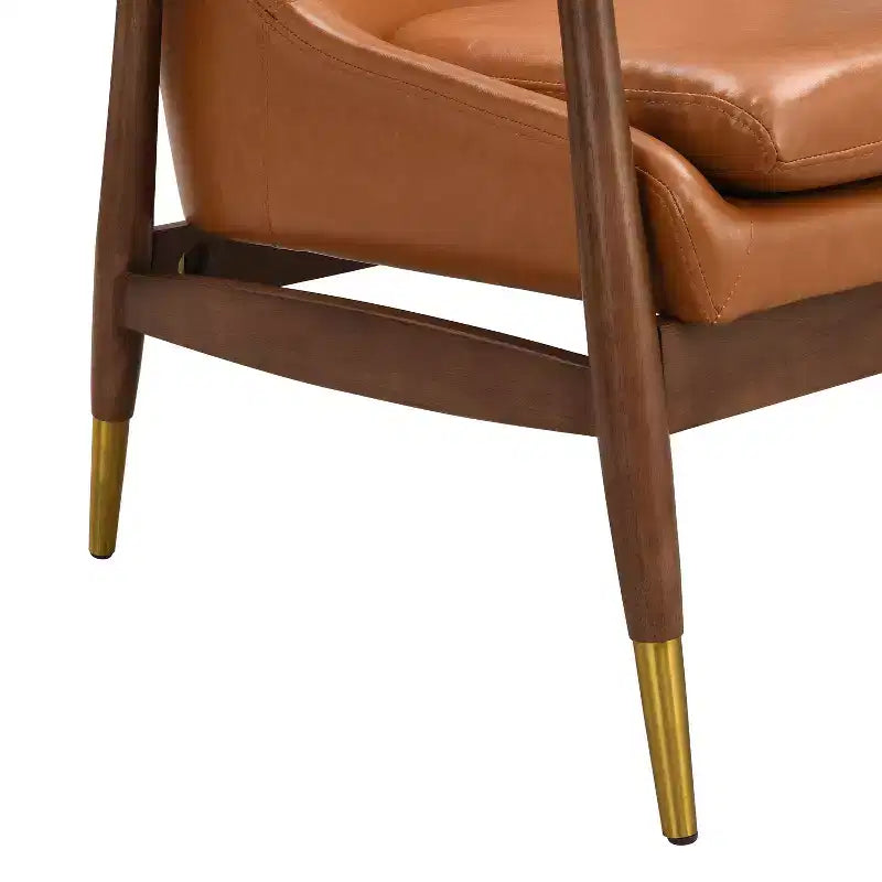 Fauteuils d'appoint modernes en similicuir et bois (lot de 2)