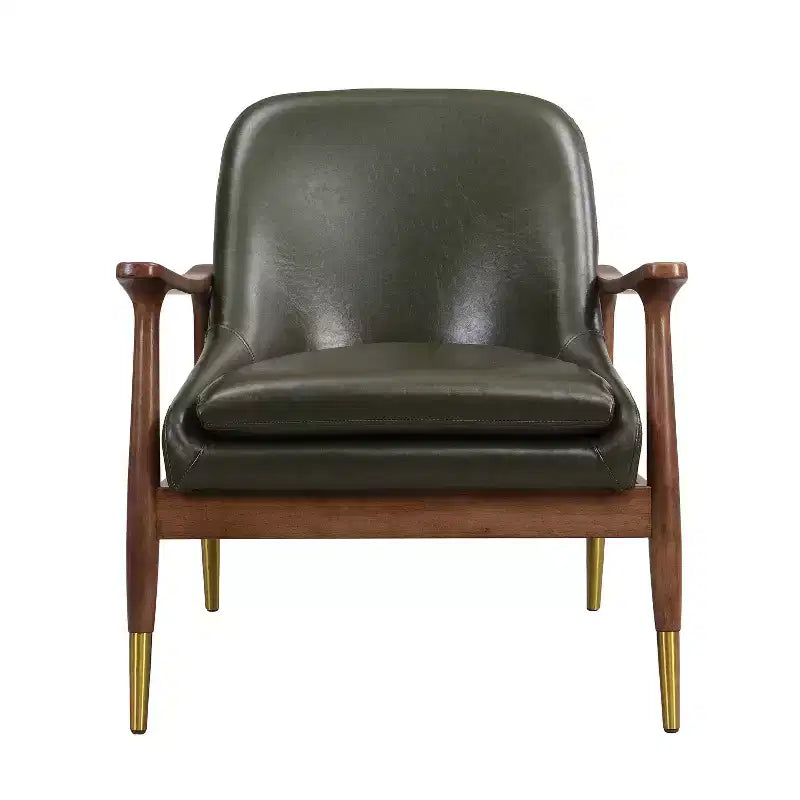 Fauteuils d'appoint modernes en similicuir et bois (lot de 2)