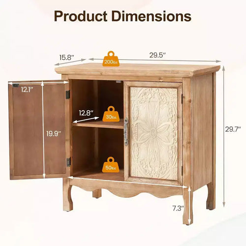 Meuble de rangement 2 portes, buffet d'appoint, meuble de cuisine, organisateur en bois pour salon