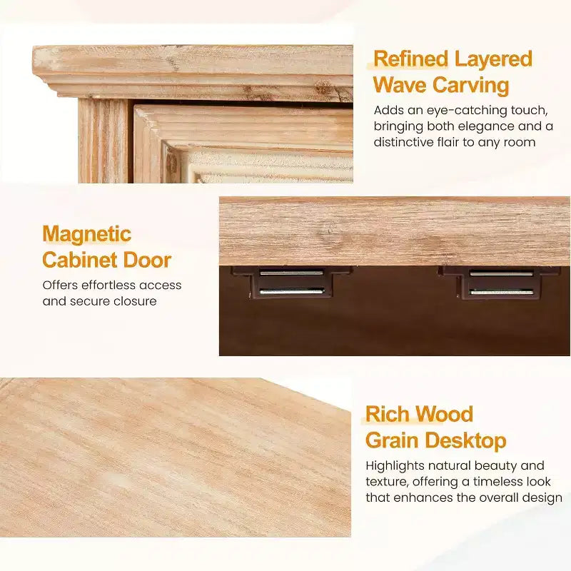 Meuble de rangement 2 portes, buffet d'appoint, meuble de cuisine, organisateur en bois pour salon
