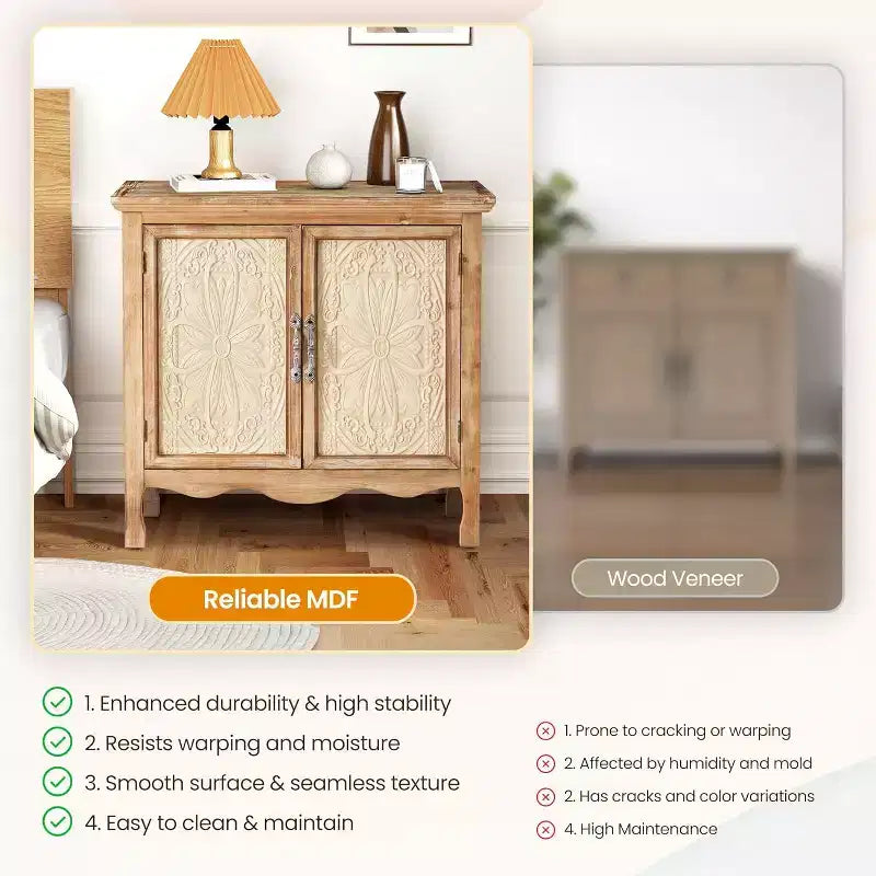 Meuble de rangement 2 portes, buffet d'appoint, meuble de cuisine, organisateur en bois pour salon