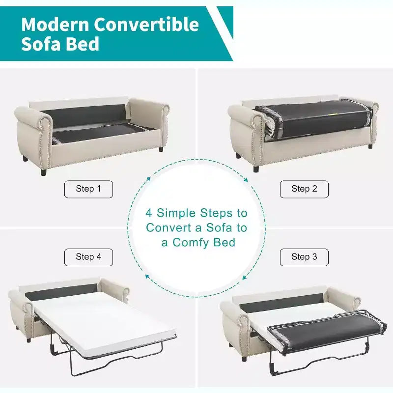 Canapé-lit convertible, canapé-lit double avec matelas en mousse à mémoire de forme