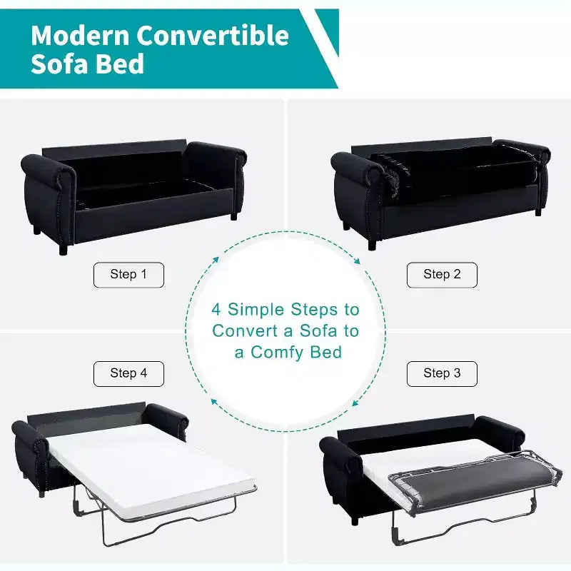 Canapé-lit convertible, canapé-lit double avec matelas en mousse à mémoire de forme