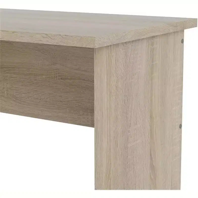 Bureau de 71 cm de haut en bois beige avec compartiment de rangement dissimulé