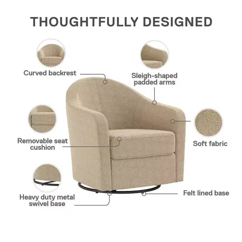Fauteuil d'appoint incurvé pivotant Gentle