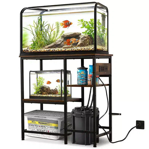 GOTGELIF 20-29 Gallon Fish Tank Stand Heavy Duty Metal Aquarium Stand Storage Rack