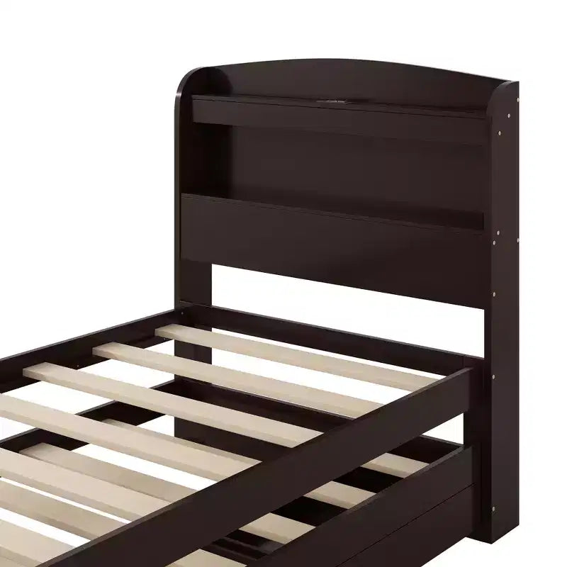 Lit plateforme Twin XL avec rangement et tête de lit LED, station de charge, lit gigogne simple et 2 tiroirs