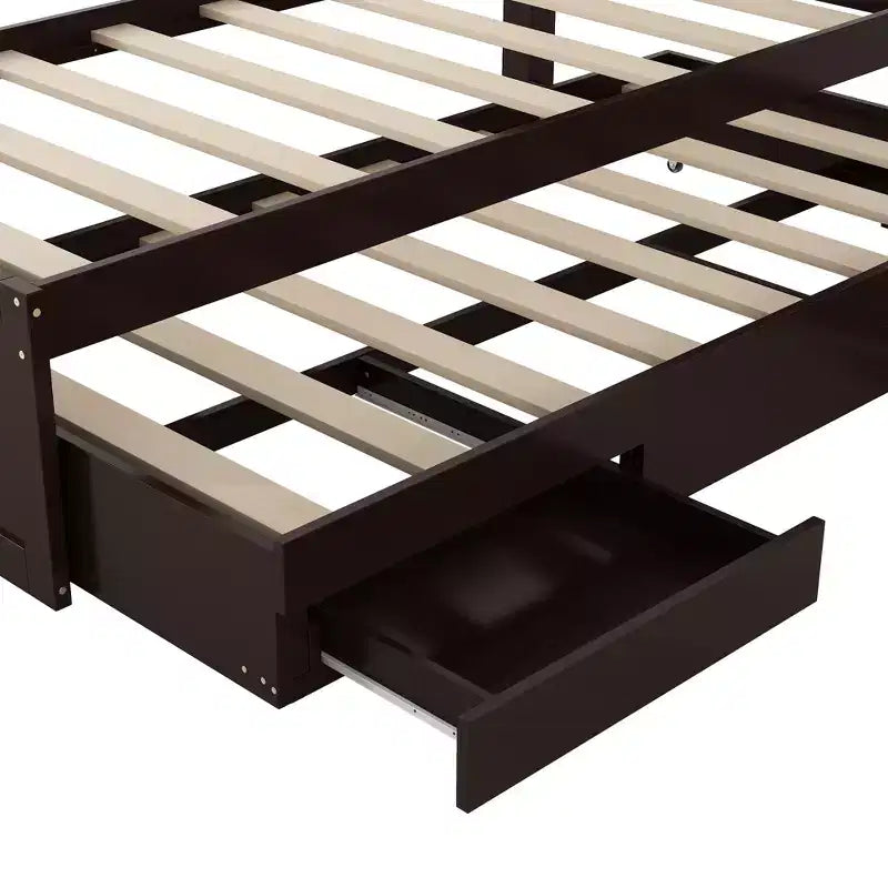 Lit plateforme Twin XL avec rangement et tête de lit LED, station de charge, lit gigogne simple et 2 tiroirs