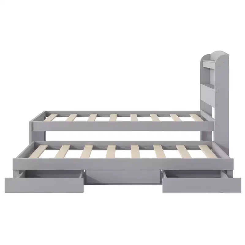 Lit plateforme Twin XL avec rangement et tête de lit LED, station de charge, lit gigogne simple et 2 tiroirs