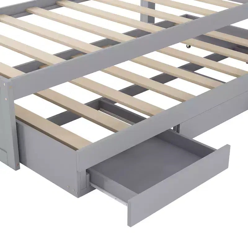Lit plateforme Twin XL avec rangement et tête de lit LED, station de charge, lit gigogne simple et 2 tiroirs