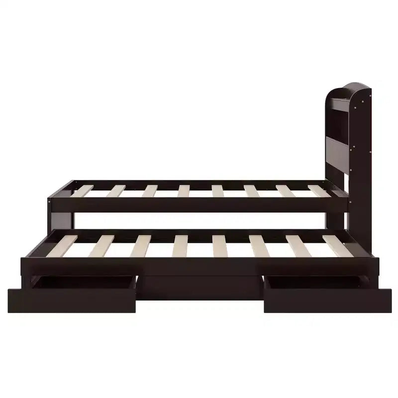 Lit plateforme Twin XL avec rangement et tête de lit LED, station de charge, lit gigogne simple et 2 tiroirs