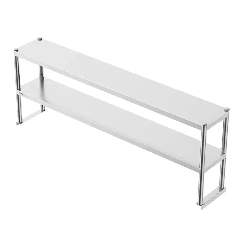 VEVOR Double Overshelf, Double Tier Stainless Steel Overshelf, 12 x 72 Inch Double Deck Overshelf, Height Adjustable Overshelf Prep Work Table
