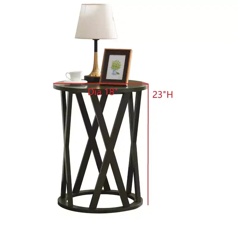Table d'appoint demi-lune ou ronde avec motif en X, accent moderne pour salon ou chambre à coucher