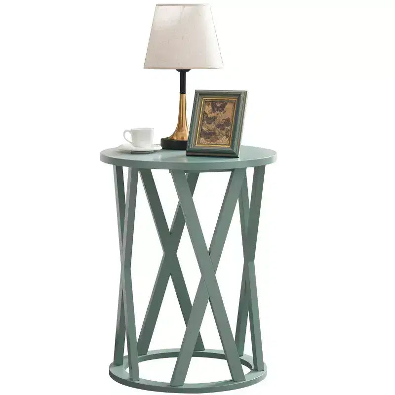 Table d'appoint demi-lune ou ronde avec motif en X, accent moderne pour salon ou chambre à coucher
