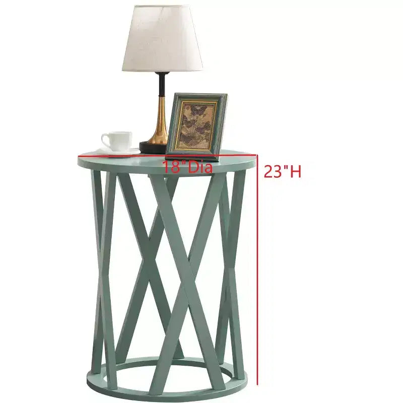 Table d'appoint demi-lune ou ronde avec motif en X, accent moderne pour salon ou chambre à coucher